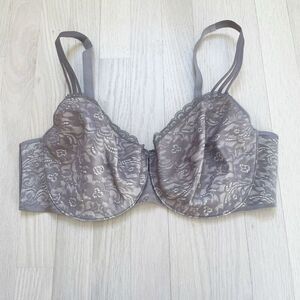 Enticing Lift Balconette 40DD brown gray  unlined lightweight bra lace